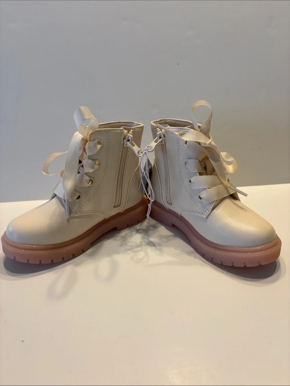 Cat & Jack Toddler Amaya Lace-Up Combat Boots in Ivory